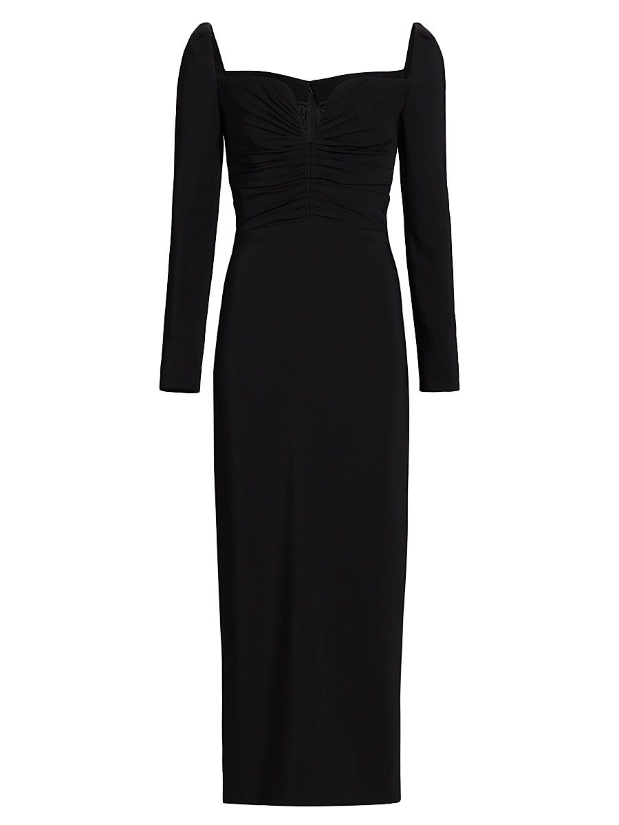 Women's Sweetheart Long-Sleeve Midi Dress - Black - Size 6
