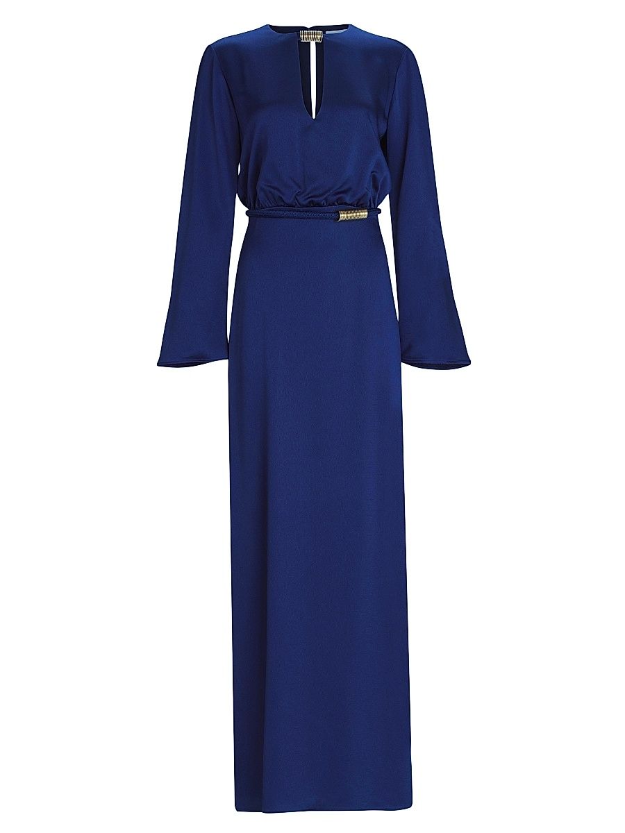 Women's Cassy Hammered Satin Maxi Dress - Navy - Size Small