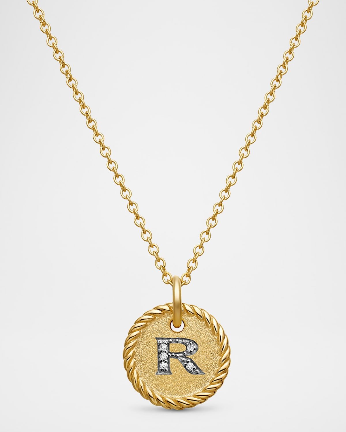 Cable Collectibles Initial Pendant Necklace with Diamonds in 18K Gold
