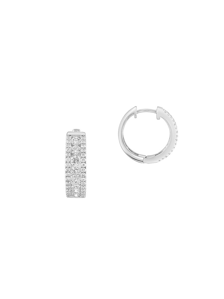 Women's 14K White Gold & 1.61 TCW Lab-Grown Diamond Huggie Earrings - White Gold