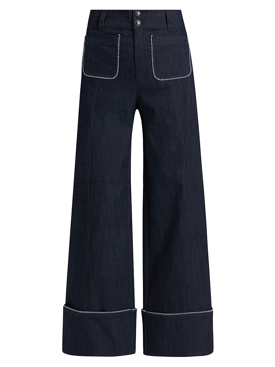 Women's Dorothea Twisted-Trim Wide-Leg Pants - Indigo - Size 00