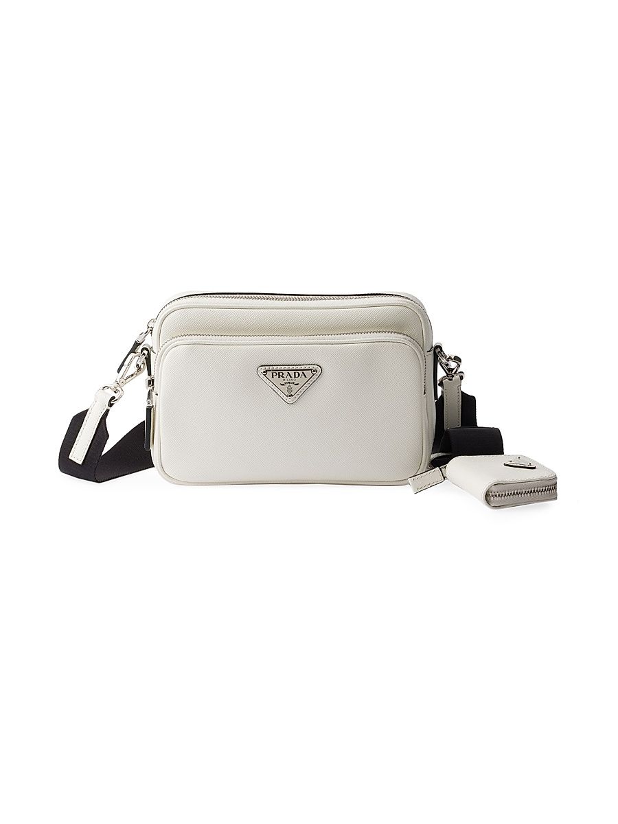 Men's Saffiano Leather Shoulder Bag - White