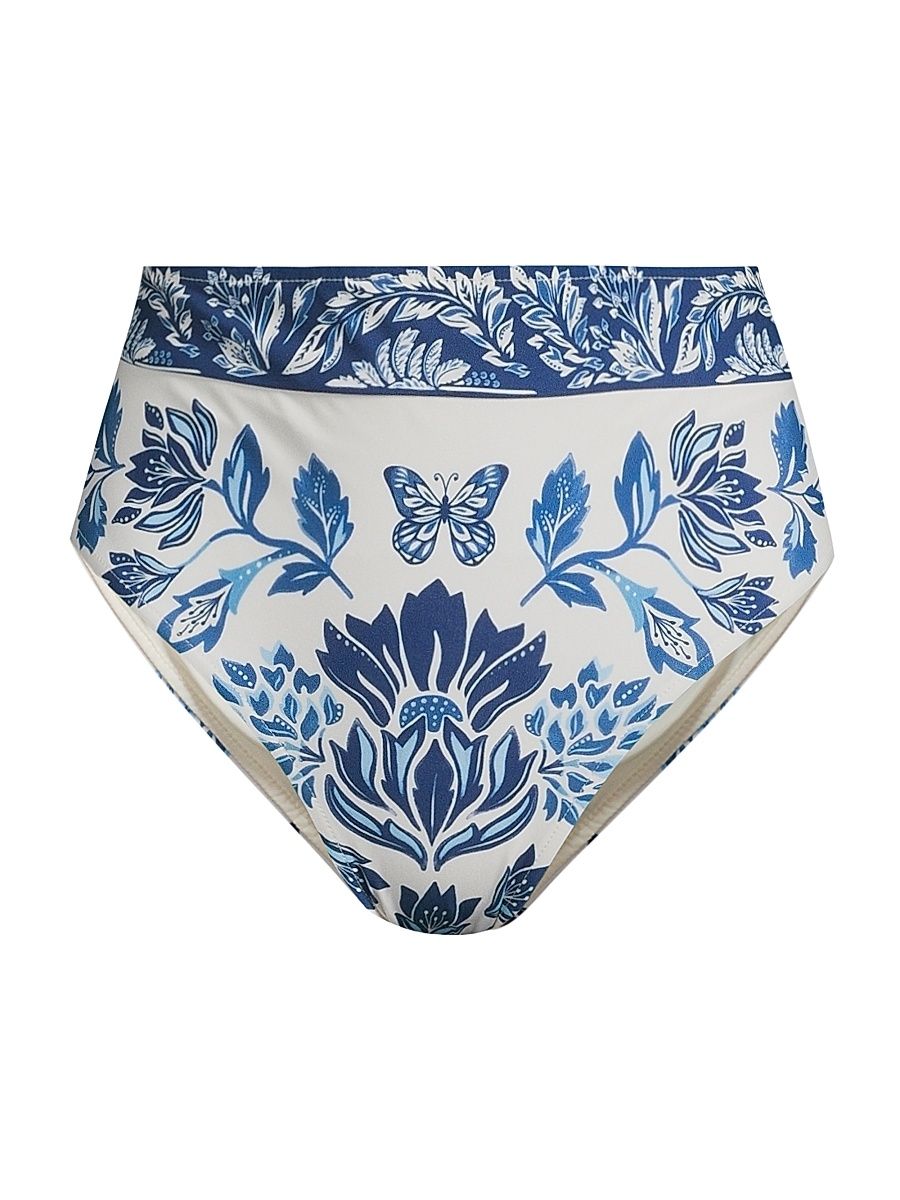 Women's Tapestry High-Rise Bikini Bottom - Off White - Size Medium