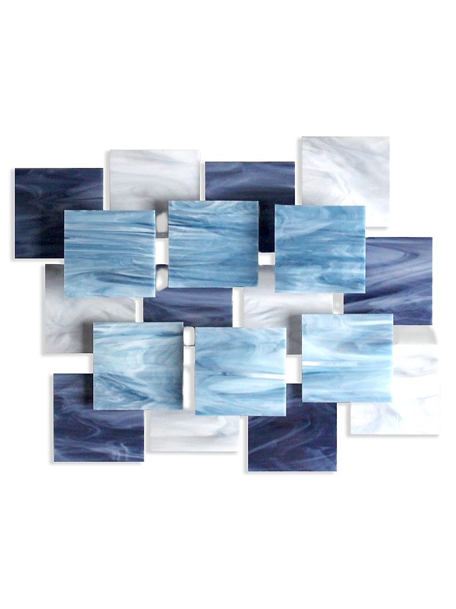 Arctic Sunset Glass Wall Sculpture - Blue