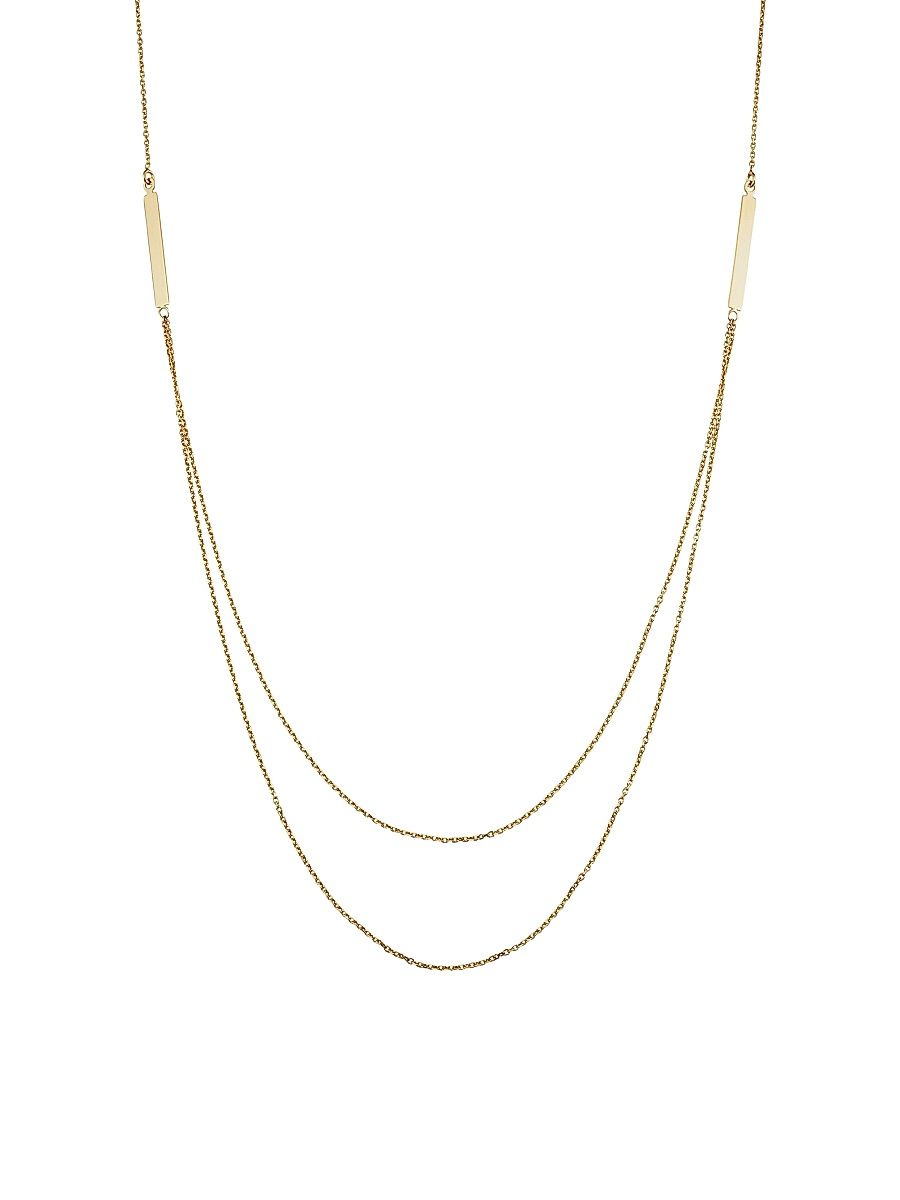 Women's 14K Yellow Solid Gold Brooklyn Bar Layered Necklace - Yellow Gold