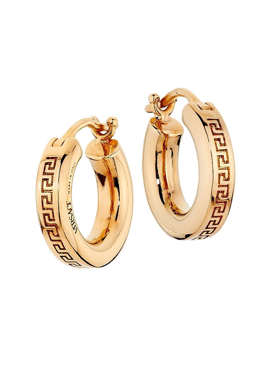 Women's Silvertone Greca Hoop Earrings - Versace Gold