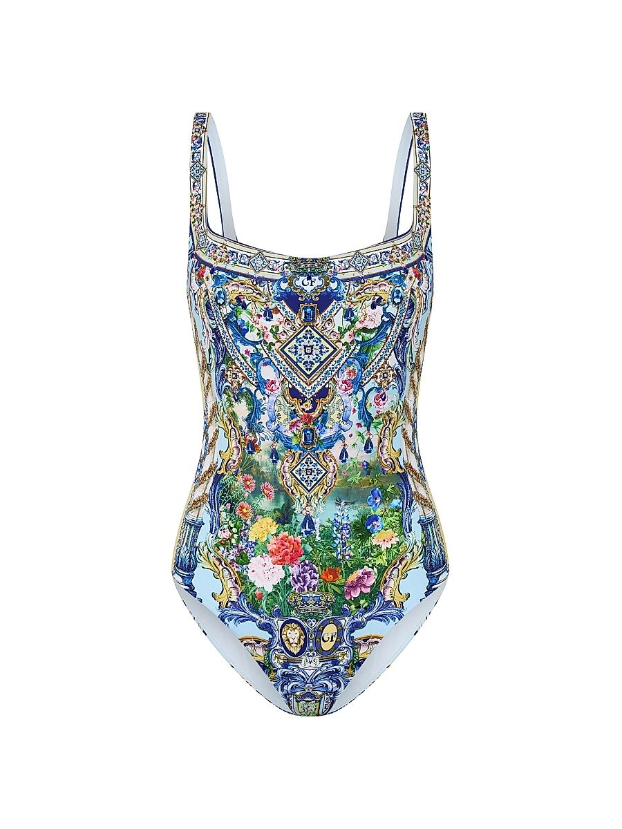 Women's Squareneck Underwire One-Piece Swimsuit - Wall To Wall Wonders - Size XS