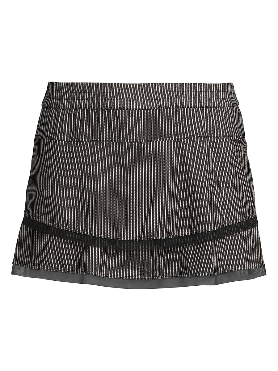 Women's Stripe It Up High-Waist Pinstripe Skort - Black - Size XL