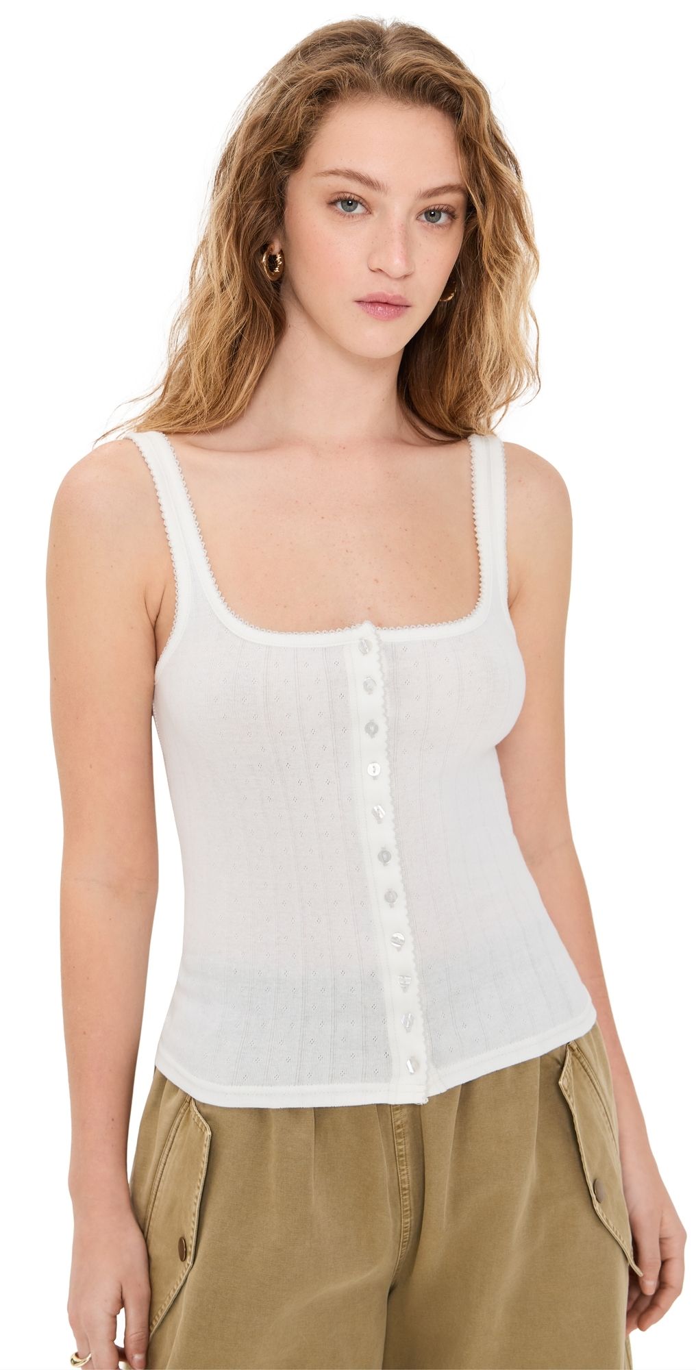 Free People End Game Pointelle Tank Sugar Swizzle XL