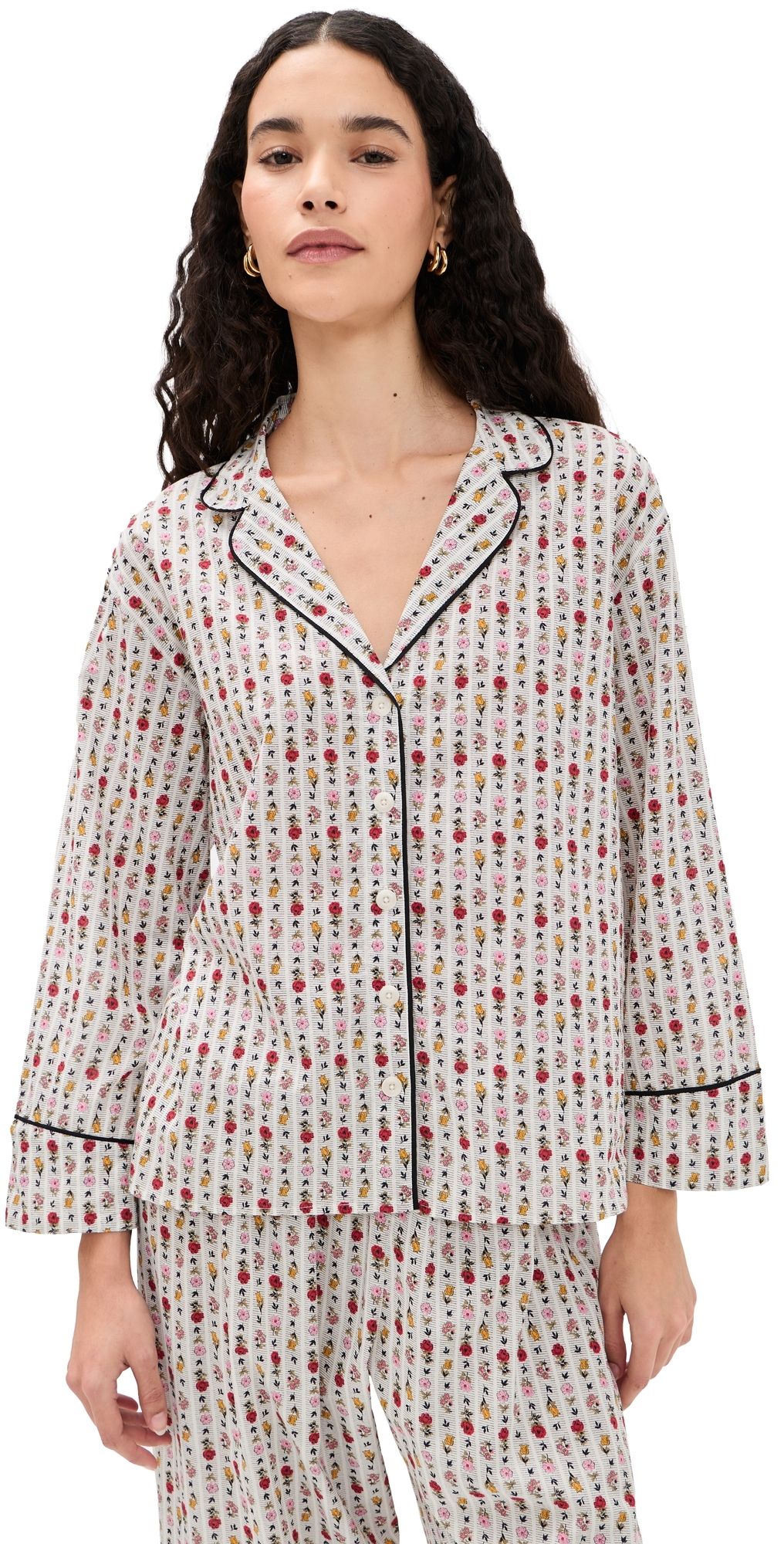 THE GREAT. The Pajama Shirt Ribbon Floral 1