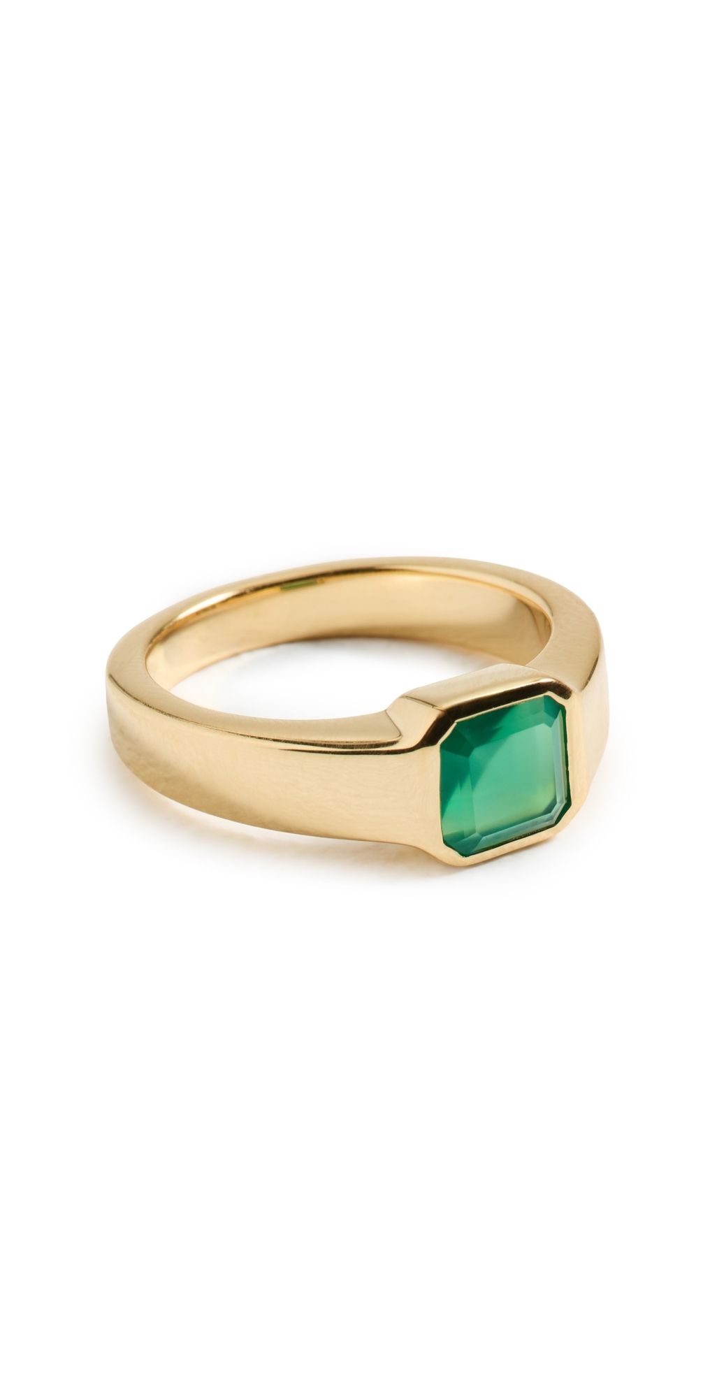 SHASHI Emerald Pinky Signet Ring Emerald 5