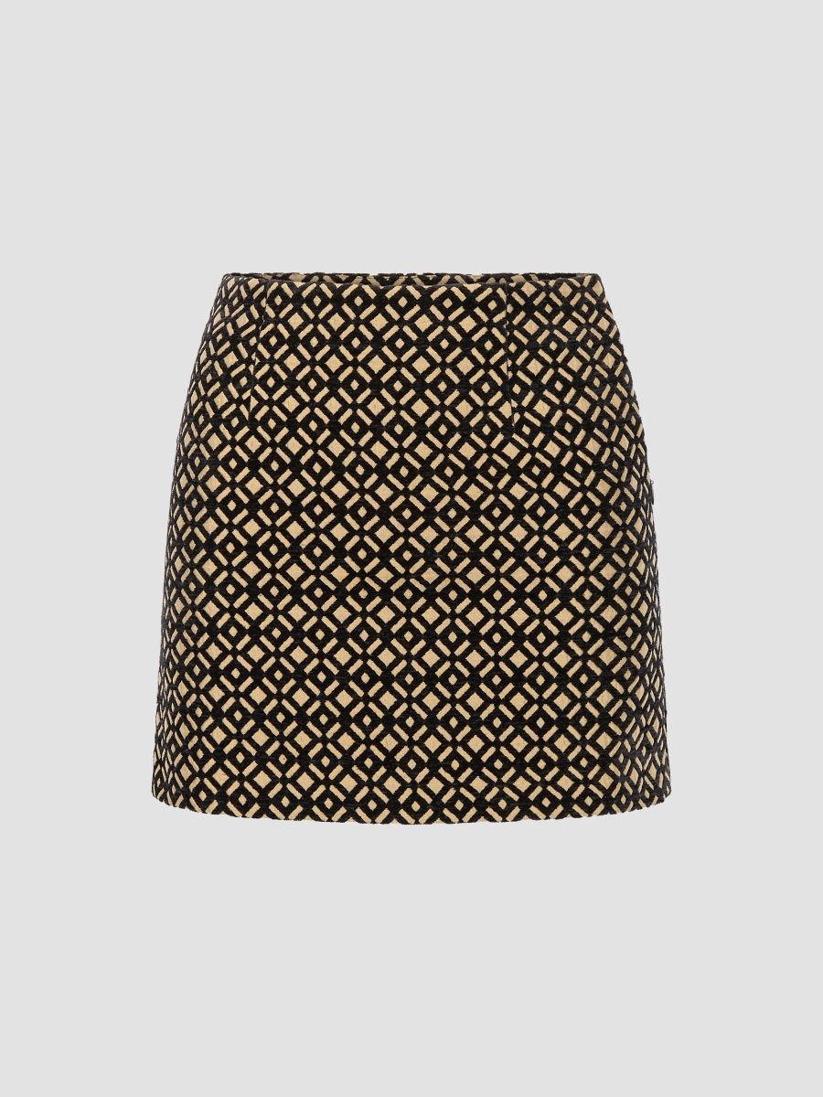 Hill House Home Women's The Hallie Skirt - Black/Gold Geo Floral - Size XXL