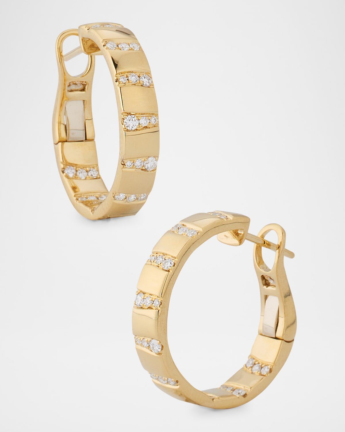 18K Yellow Gold Alma Dos Rio Diamond Hoop Earrings