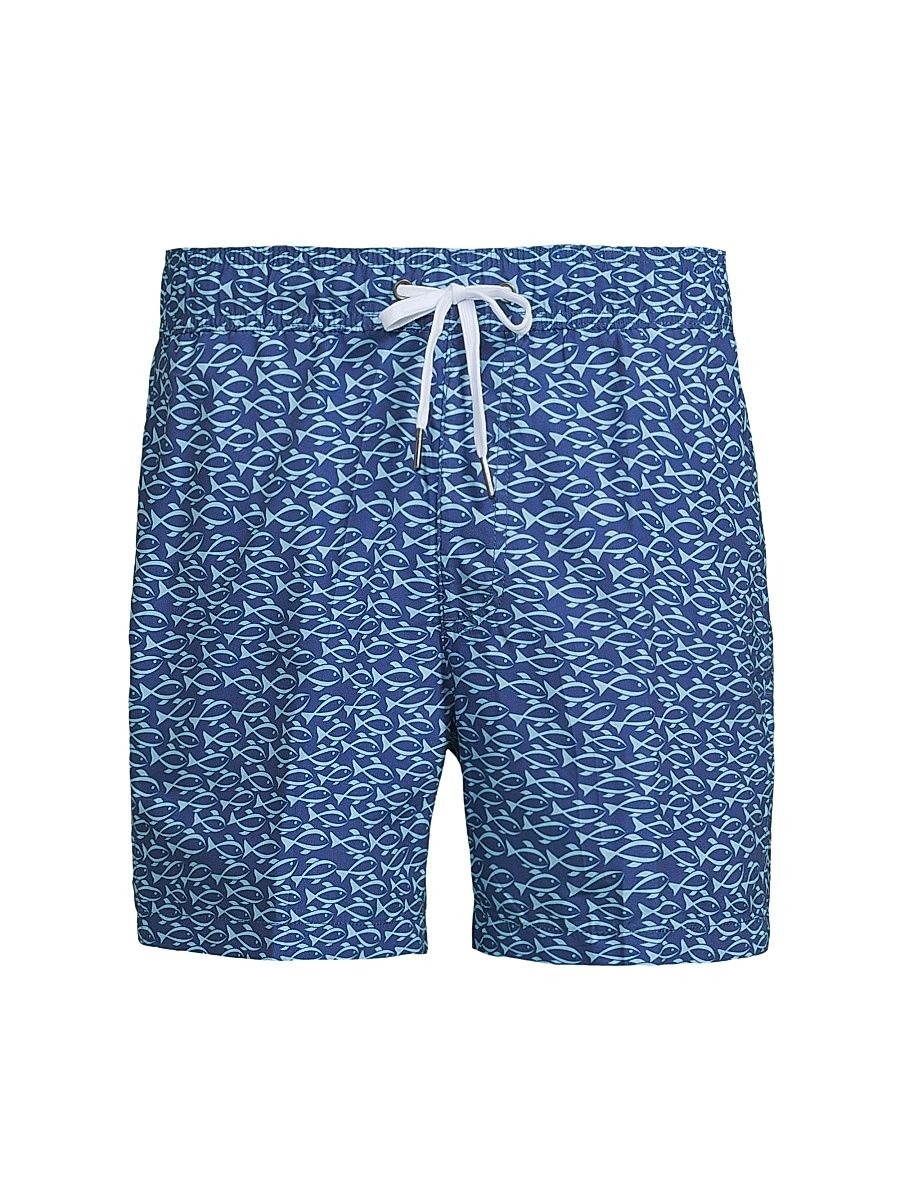 Men's COLLECTION Fish Swim Trunks - Navy True Blue - Size Small