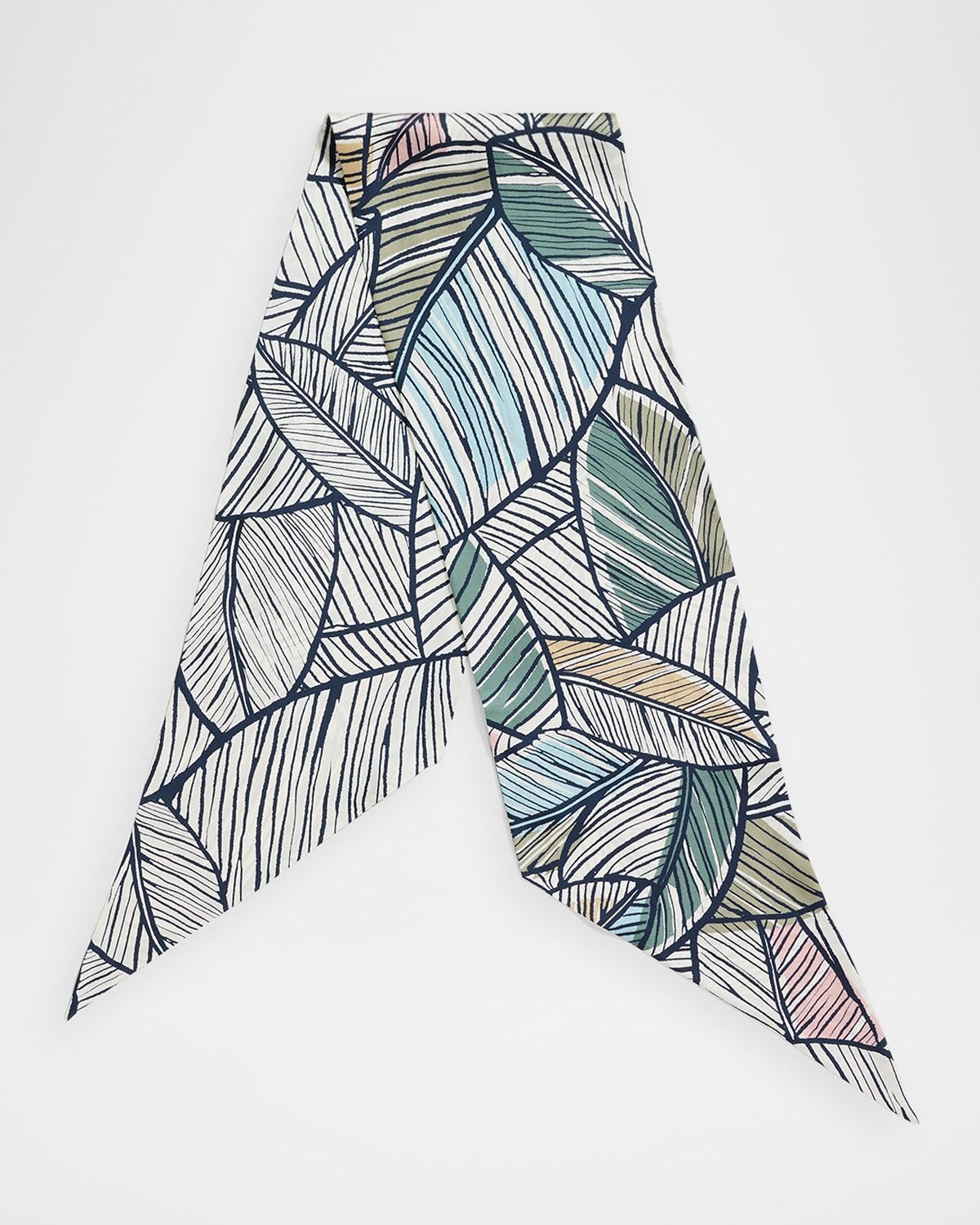 Men & apos;s Silk Leaf-Print Neck Scarf