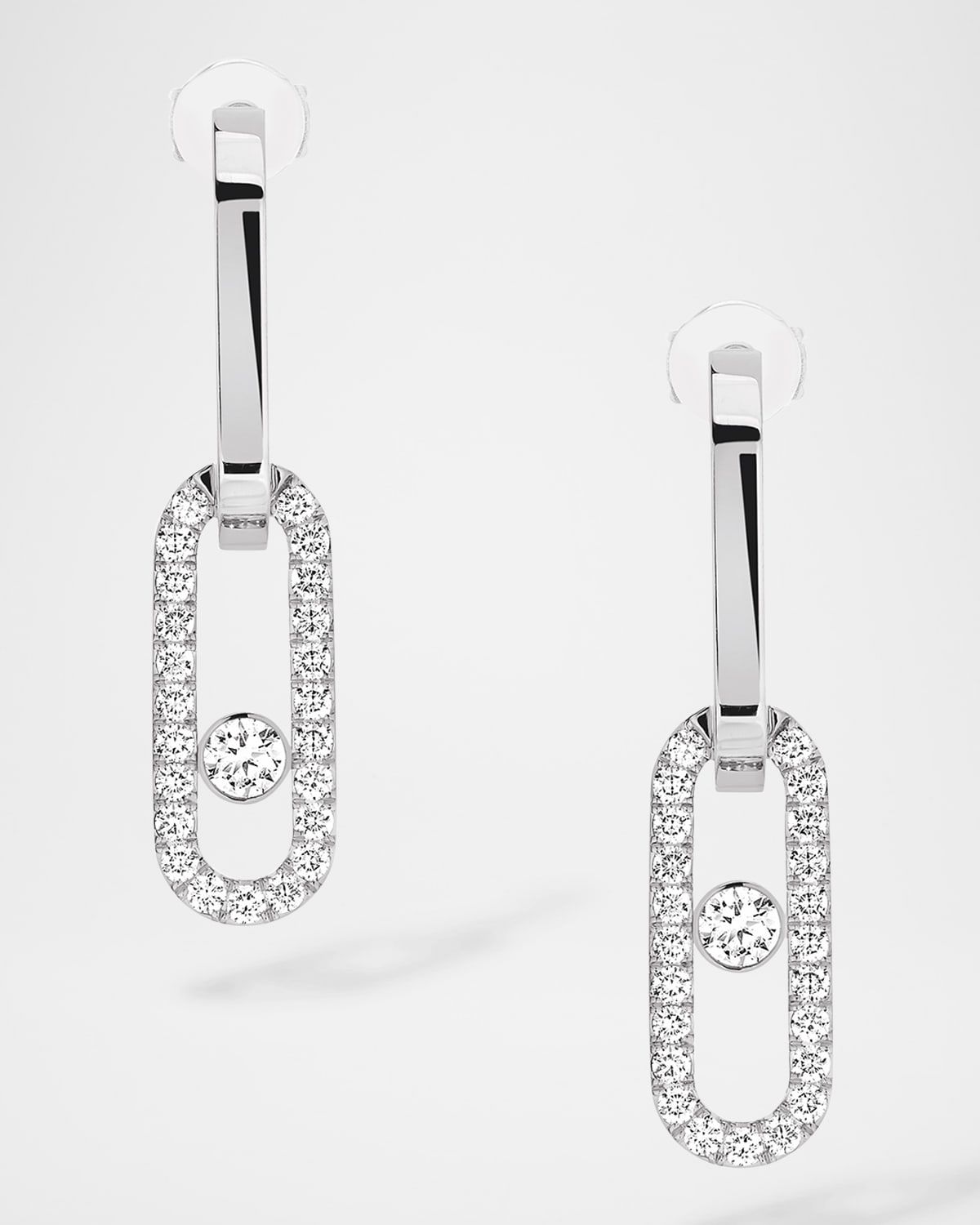MOVE LINK 18K WHITE GOLD DIAMOND PENDANT EARRINGS