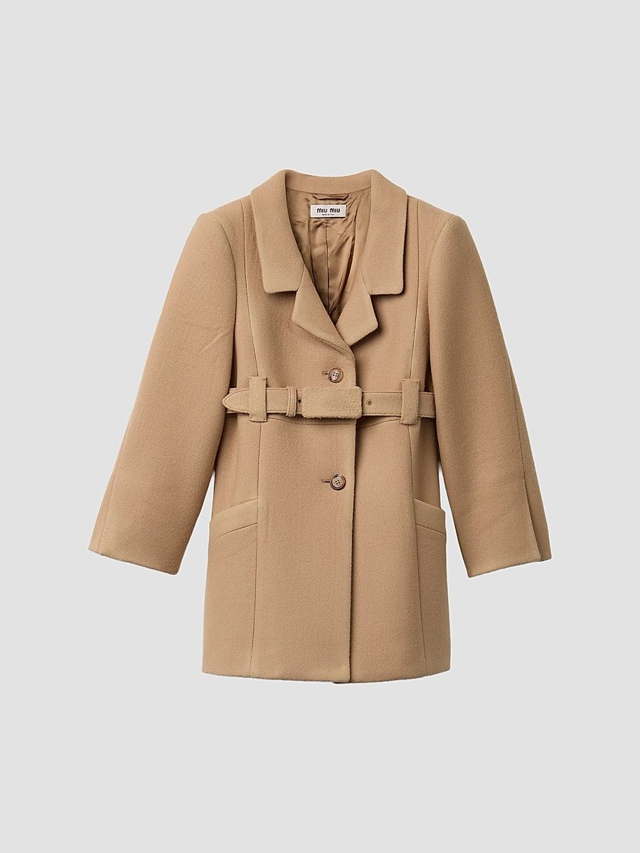 Miu Miu Women's Single-Breasted Double Wool Coat - Brown - Size 0