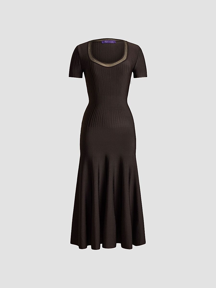 Women's Gwenn Sheer-Trim Sweater Day Dress - Sycamore - Size Large