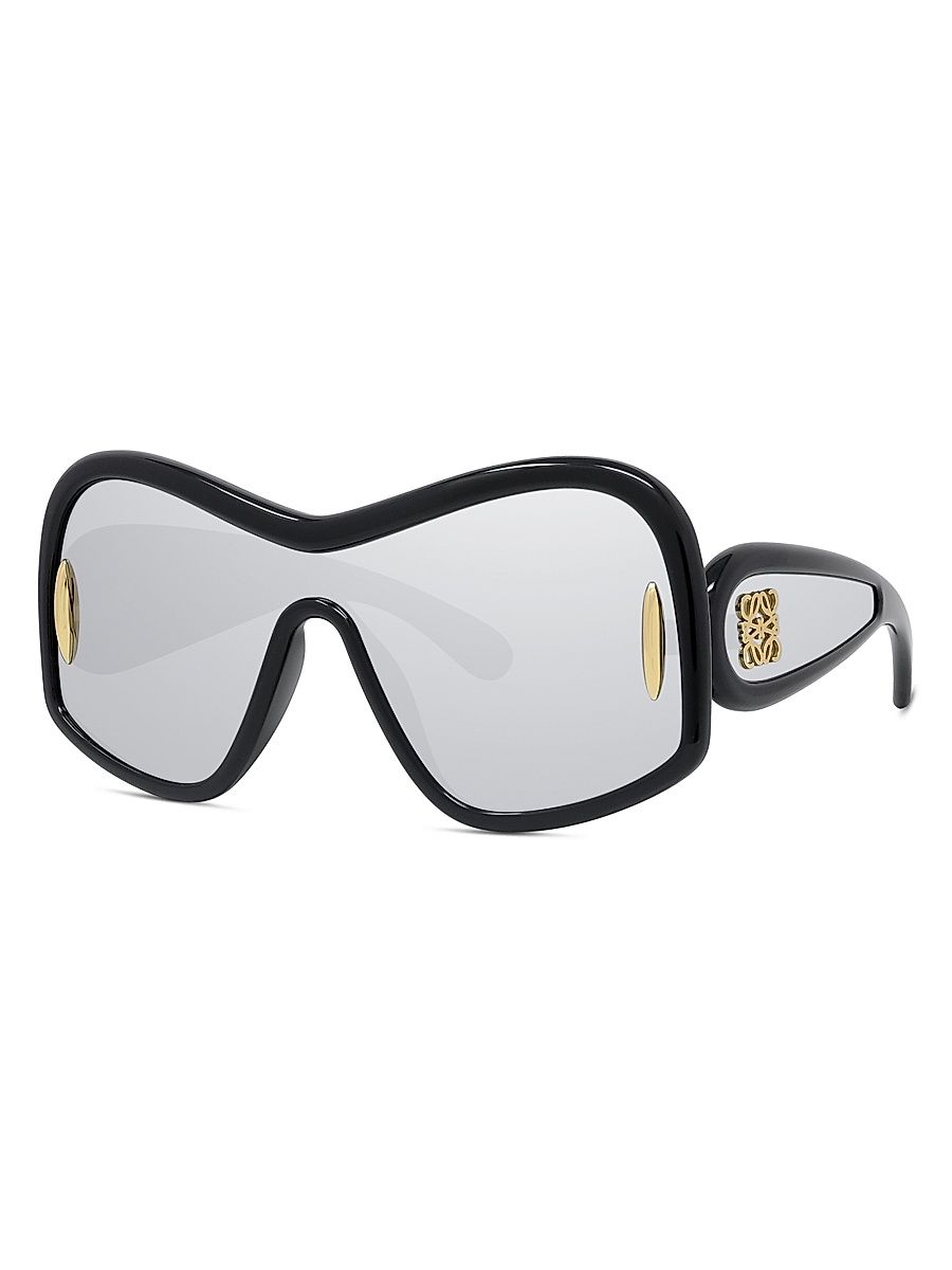 Women's Fashion 144MM Mask Sunglasses - Black Smoke Mirror