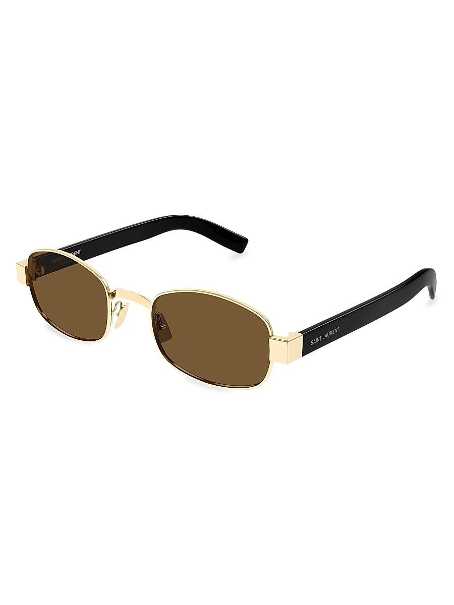 Women's Thick Fashion Combi 53MM Oval Sunglasses - Black Gold Brown