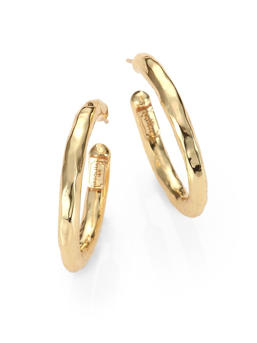 Women's Classico Small 18K Yellow Gold Hammered Hoop Earrings - Gold