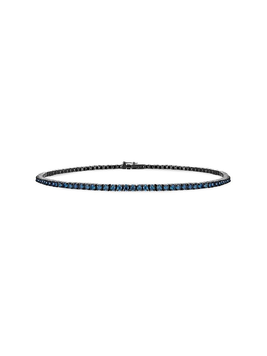 Women's 14K Black Gold & 1.82 TCW Blue Diamond Tennis Bracelet - Black - Size 7