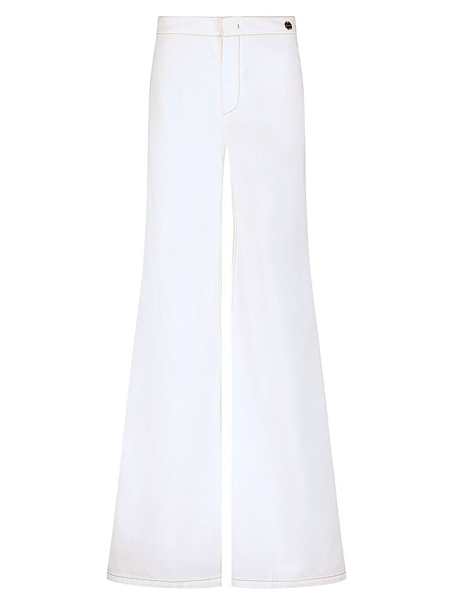 Women's Jane Cotton Stretch Flare Trousers - White - Size 8
