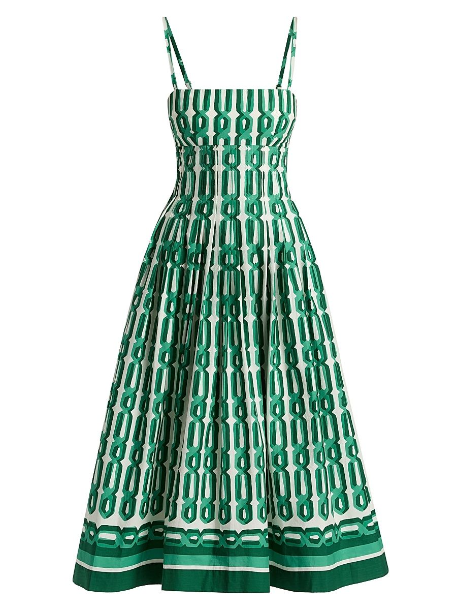 Women's Sea Island Printed Fit & Flare Midi-Dress - Martin Geo - Size 8