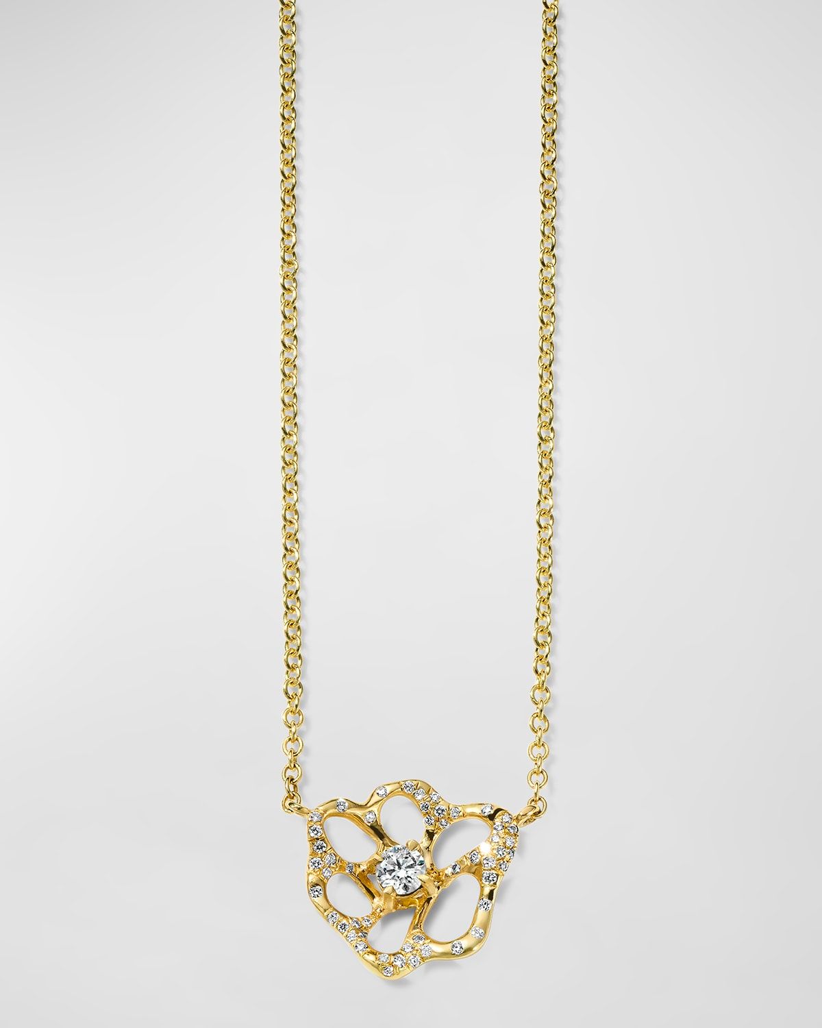 18K Stardust Drizzle Small Flower Necklace with Diamonds
