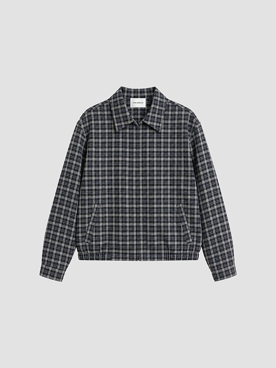Women's The Lightweight Plaid Bomber Jacket - Charcoal Plaid - Size XS