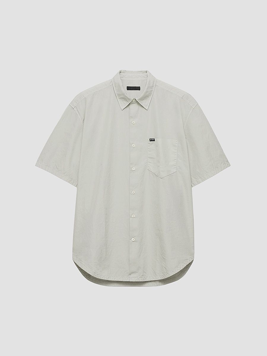 Men's Short-Sleeved Cotton Shirt - Light Grey - Size XXXL