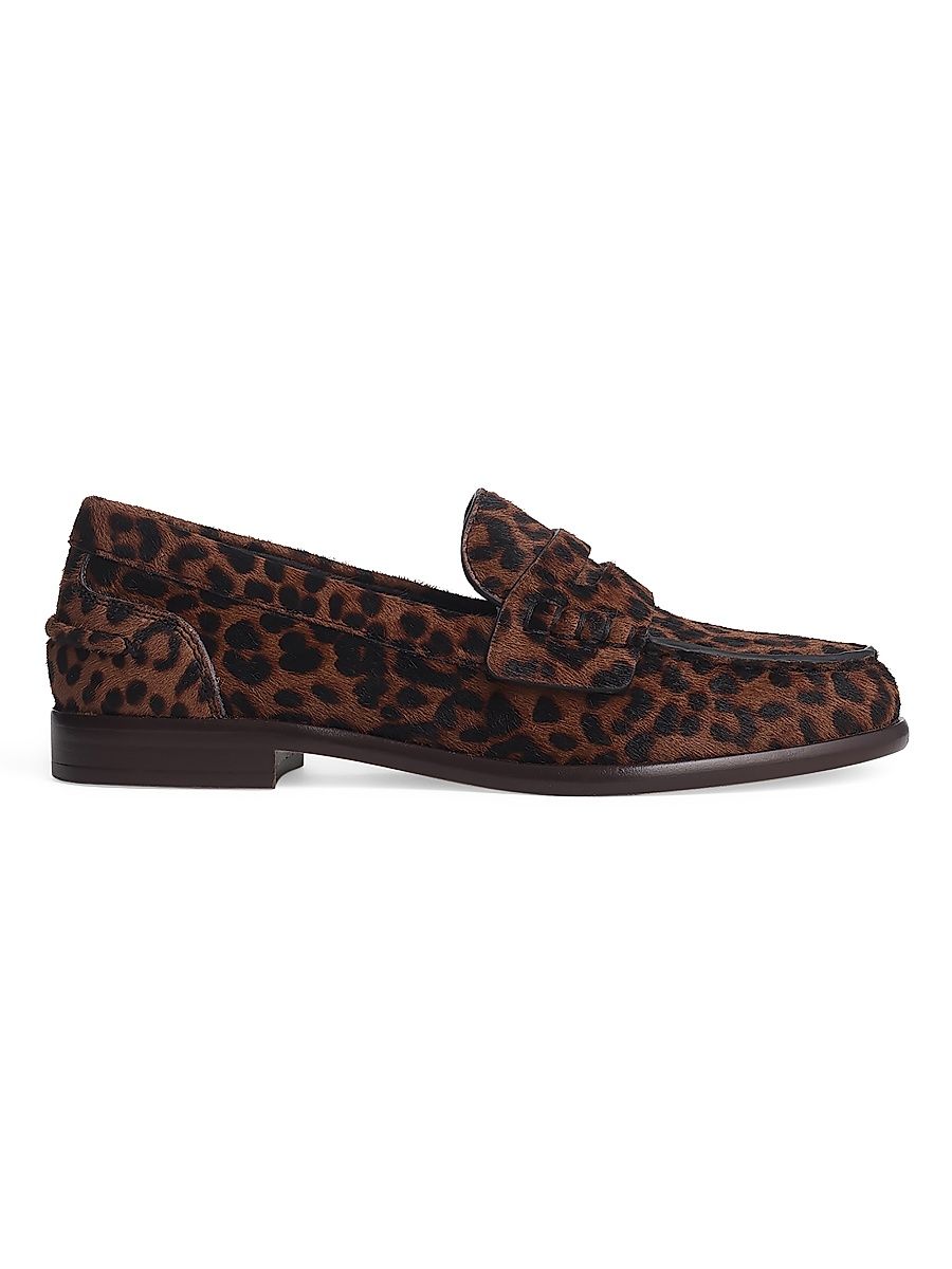 Women's Carter Printed Calf Hair Penny Loafers - Leopard - Size 7