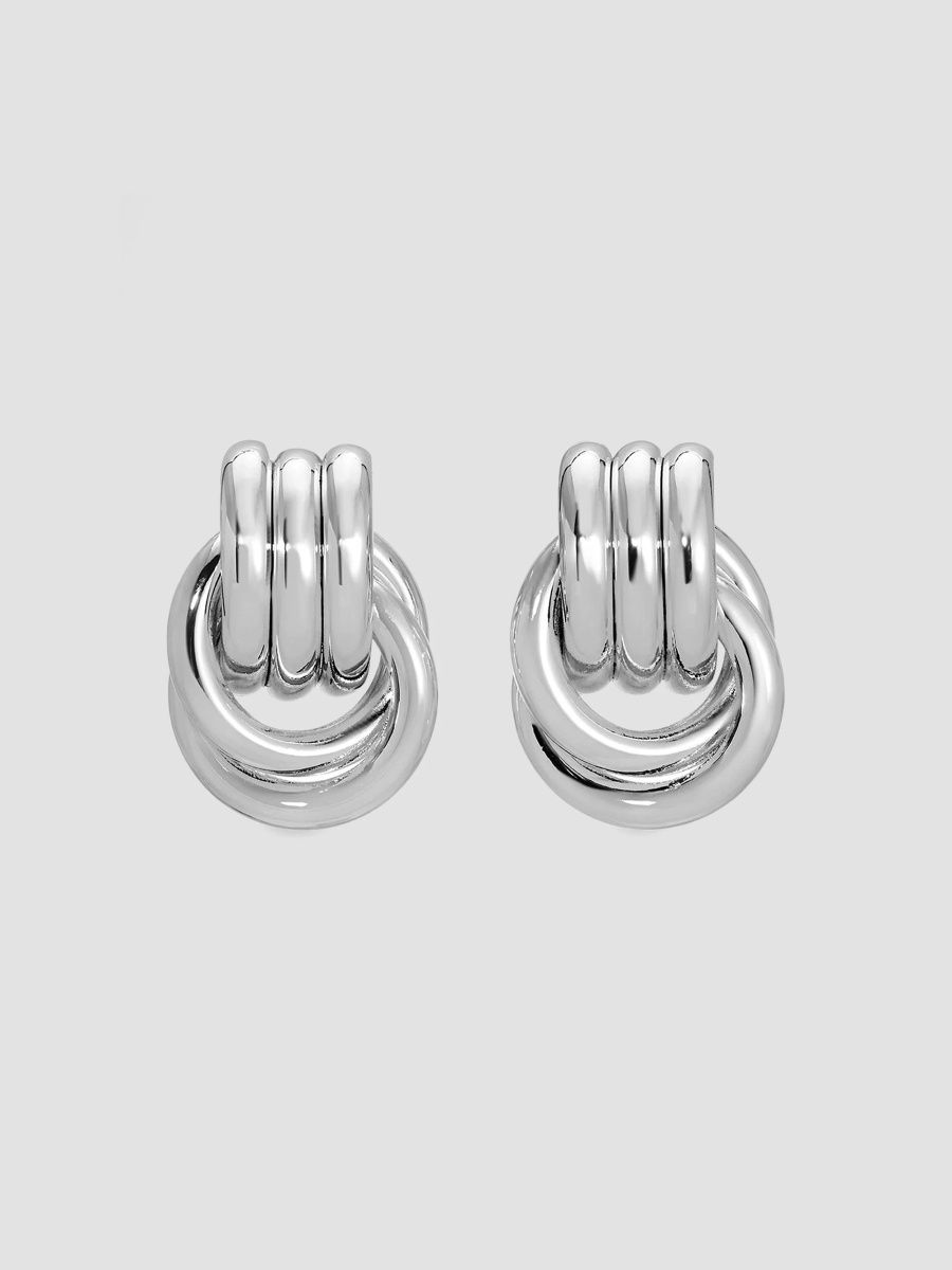 Women's Baby Knot Stainless Steel Drop Earrings - Silver