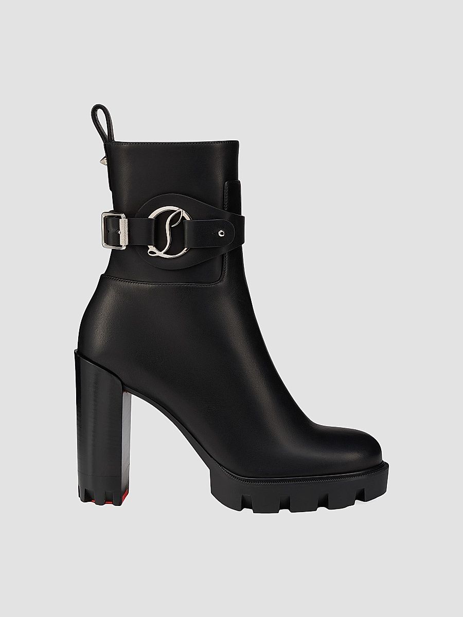 Christian Louboutin Women's Dianouchette 100MM Leather Lug Booties - Black - Size 12