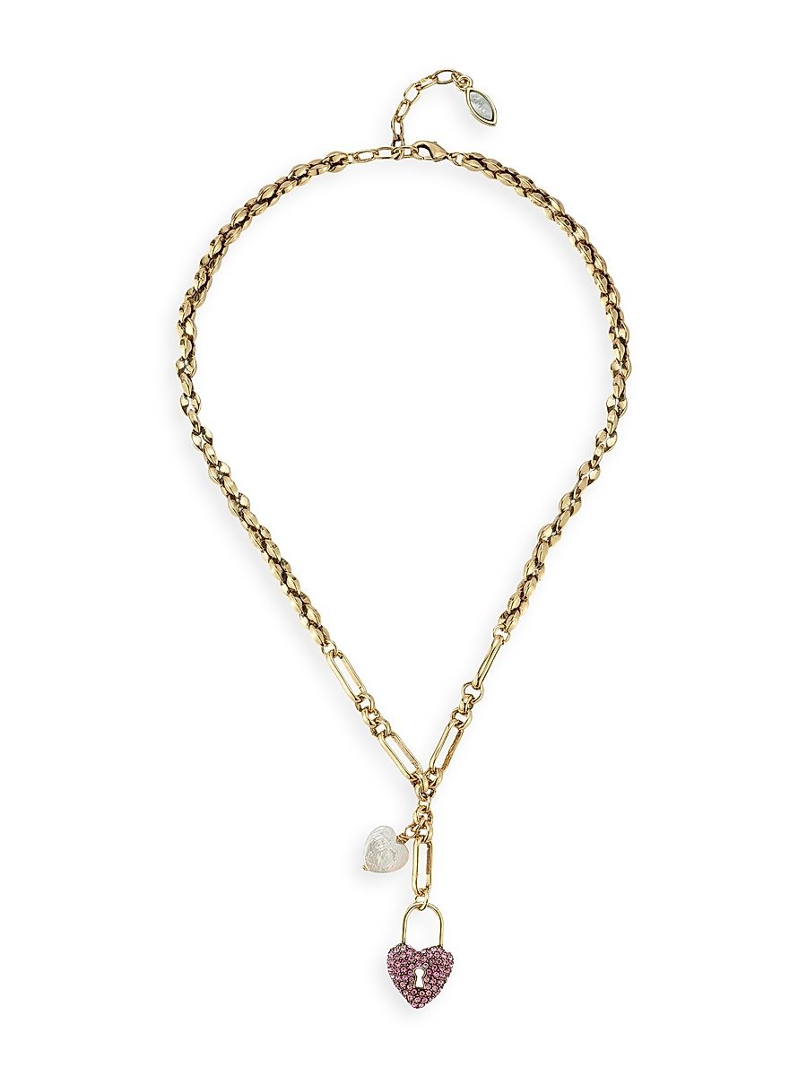 Women's Love Story 14K-Gold-Plated & Cubic Zirconia Chain Necklace - Pink