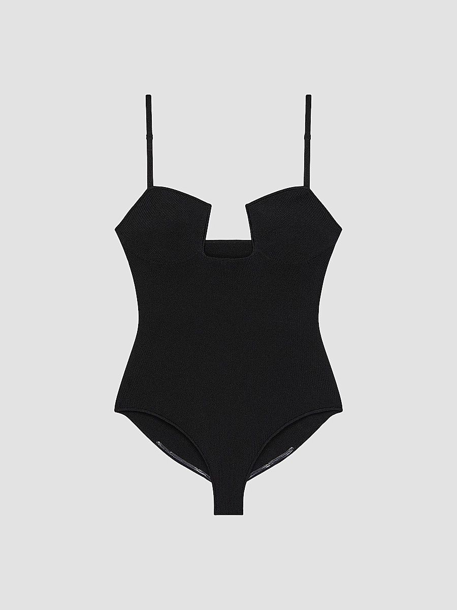 Givenchy Women's Cutaway Bodysuit in Engineered Knit - Black - Size XL