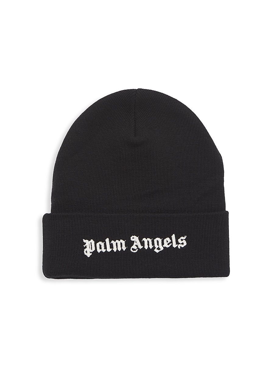 Men's Logo Cotton Knit Beanie - Black White