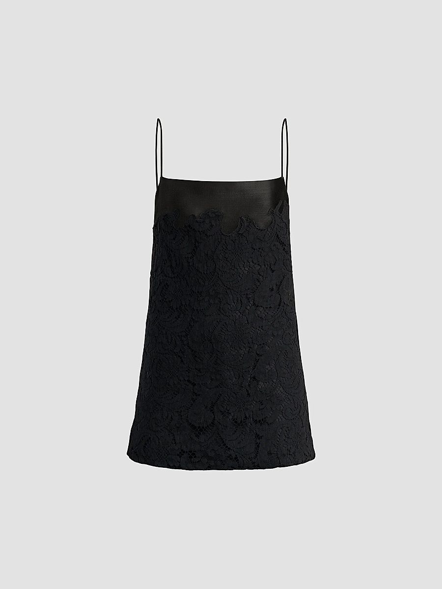 Khaite Women's Neema Lace-Silk Camisole - Black - Size Large