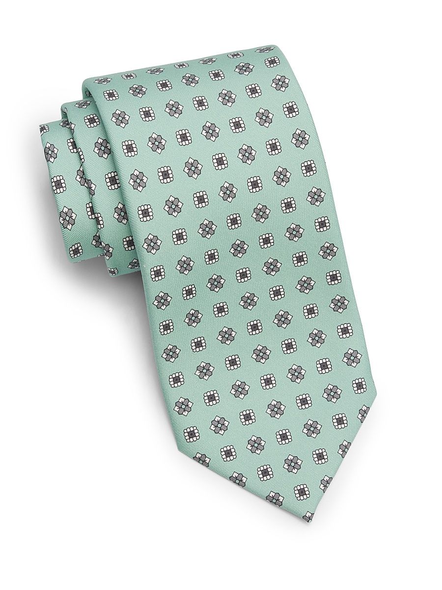 Men's Medallion Silk Tie - Light Green