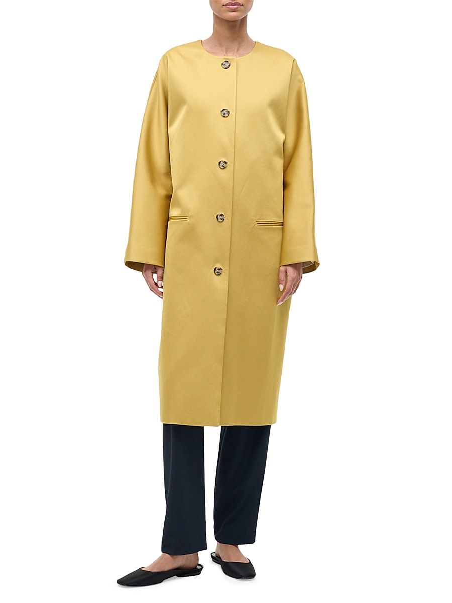 Women's Liz Duchesse Satin Overcoat - Turmeric - Size Medium