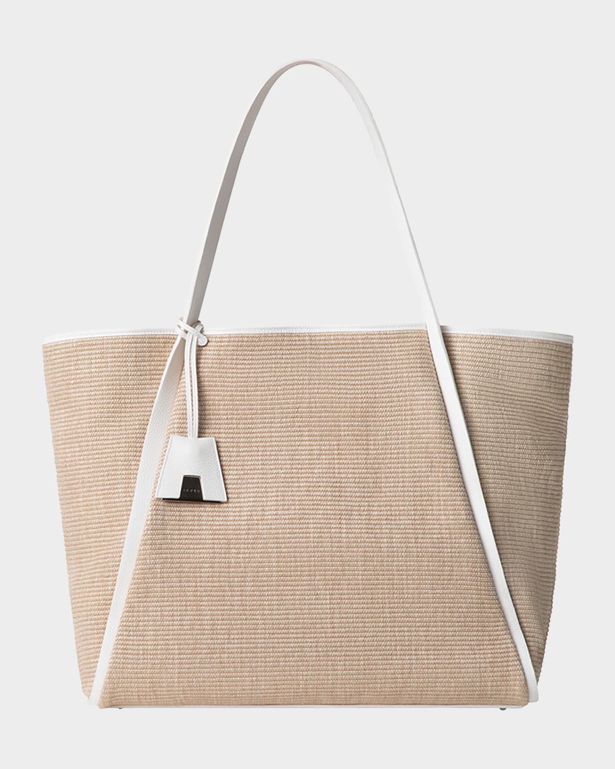 Alex Raffia & Leather Tote Bag