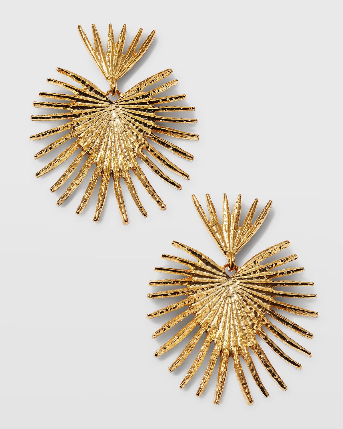 Large Gold Fan Drop Post Earrings