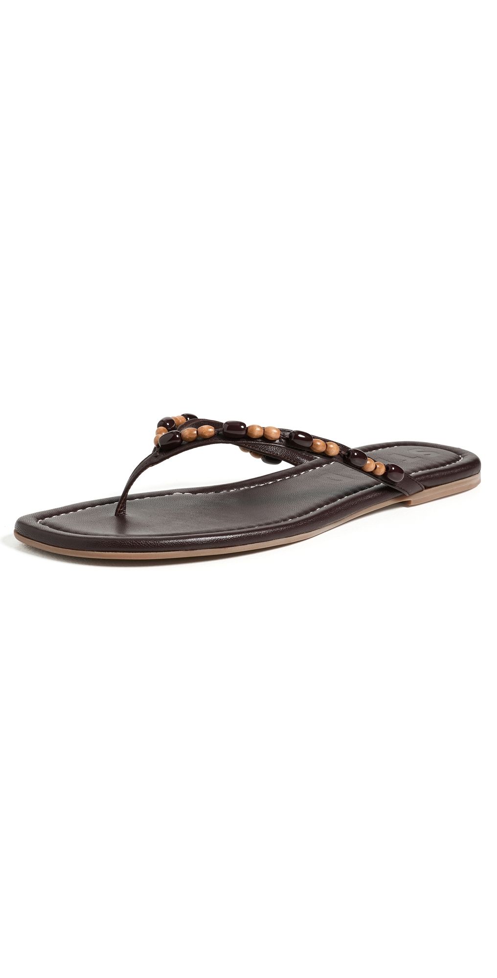 STAUD Freja Thong Sandals Wood Beads 39
