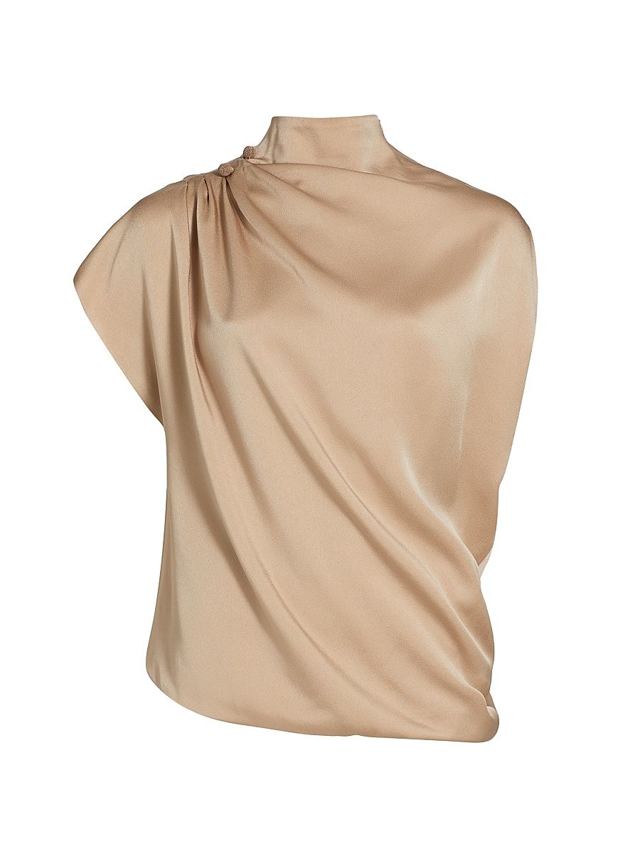 Women's Enver Satin Draped Top - Light Pastel - Size 6