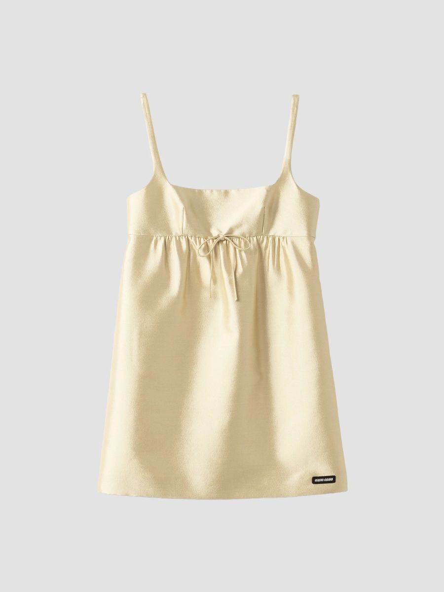 Miu Miu Women's Embroidered Silk and Wool Dress - Beige - Size 2