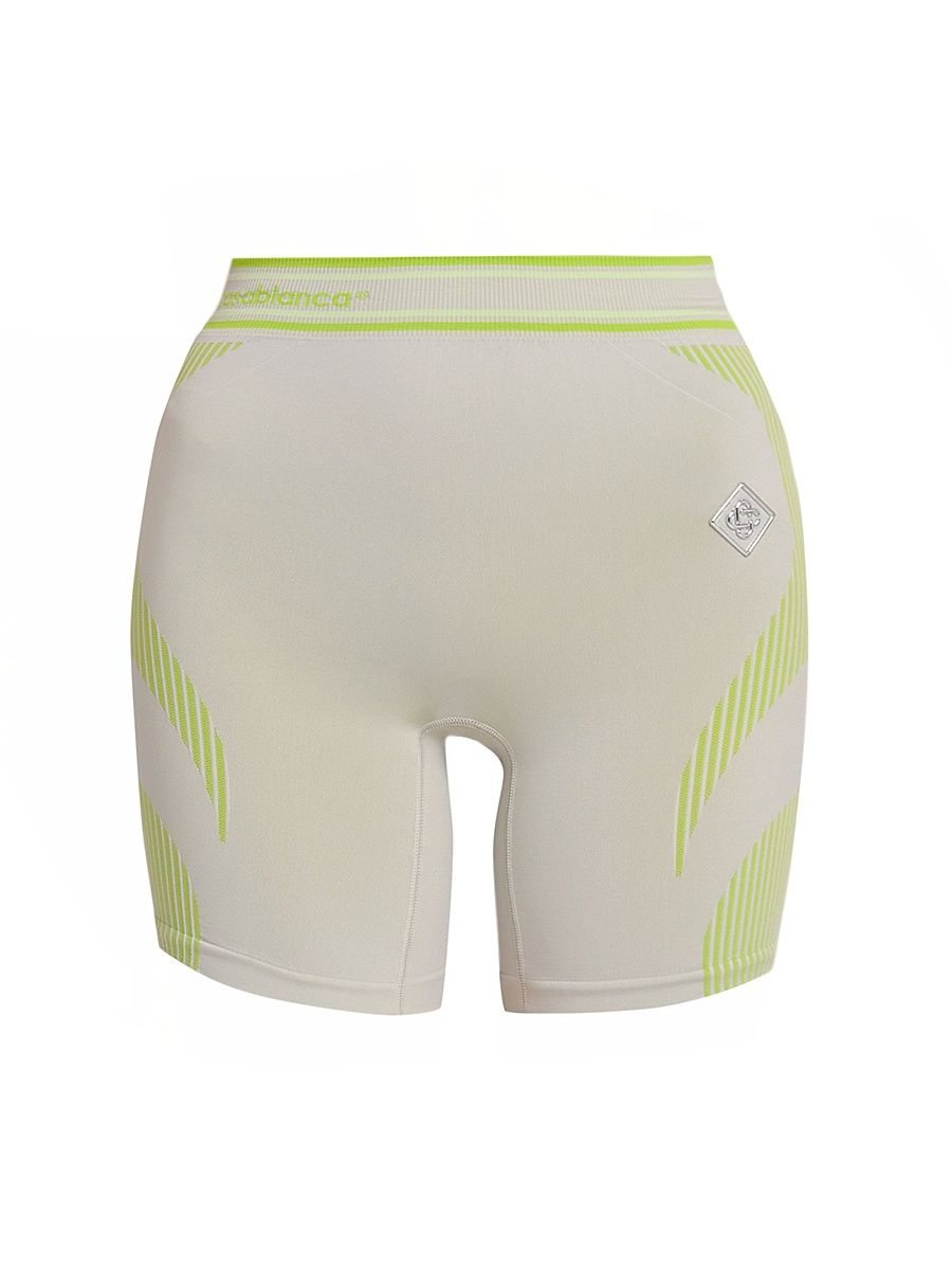 Women's Rib-Knit Seamless Shorts - Grey Lime - Size Large