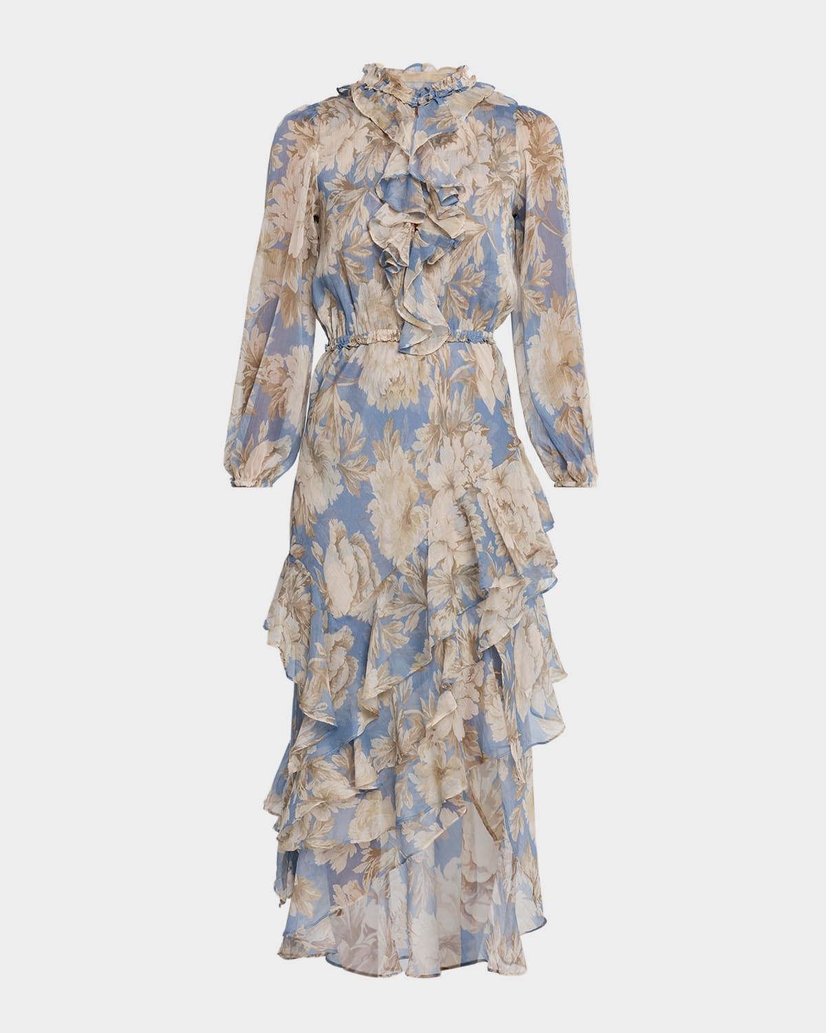 Vesper Peony Blossom Chiffon High-Low Dress