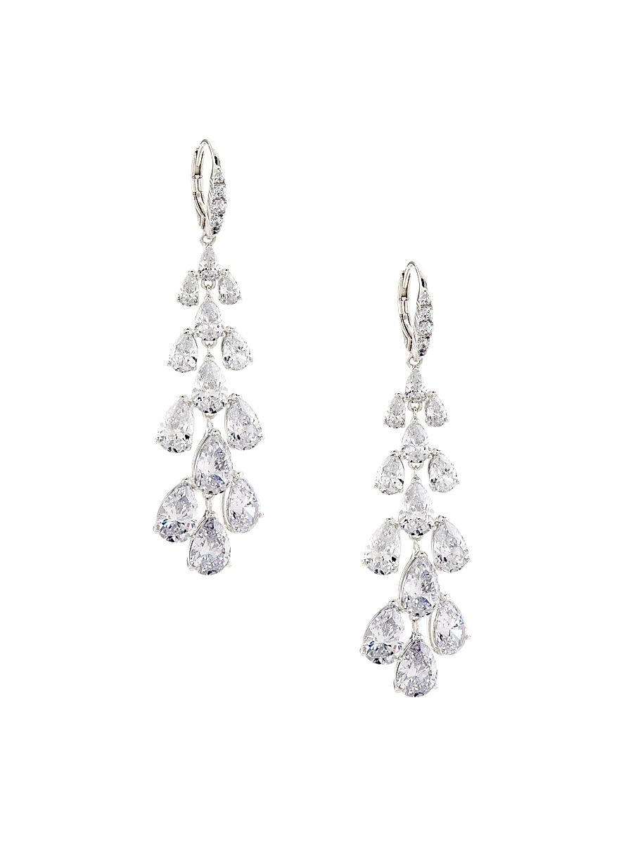 Women's Feliz Sterling Silver & Cubic Zirconia Linear Drop Earrings - Silver