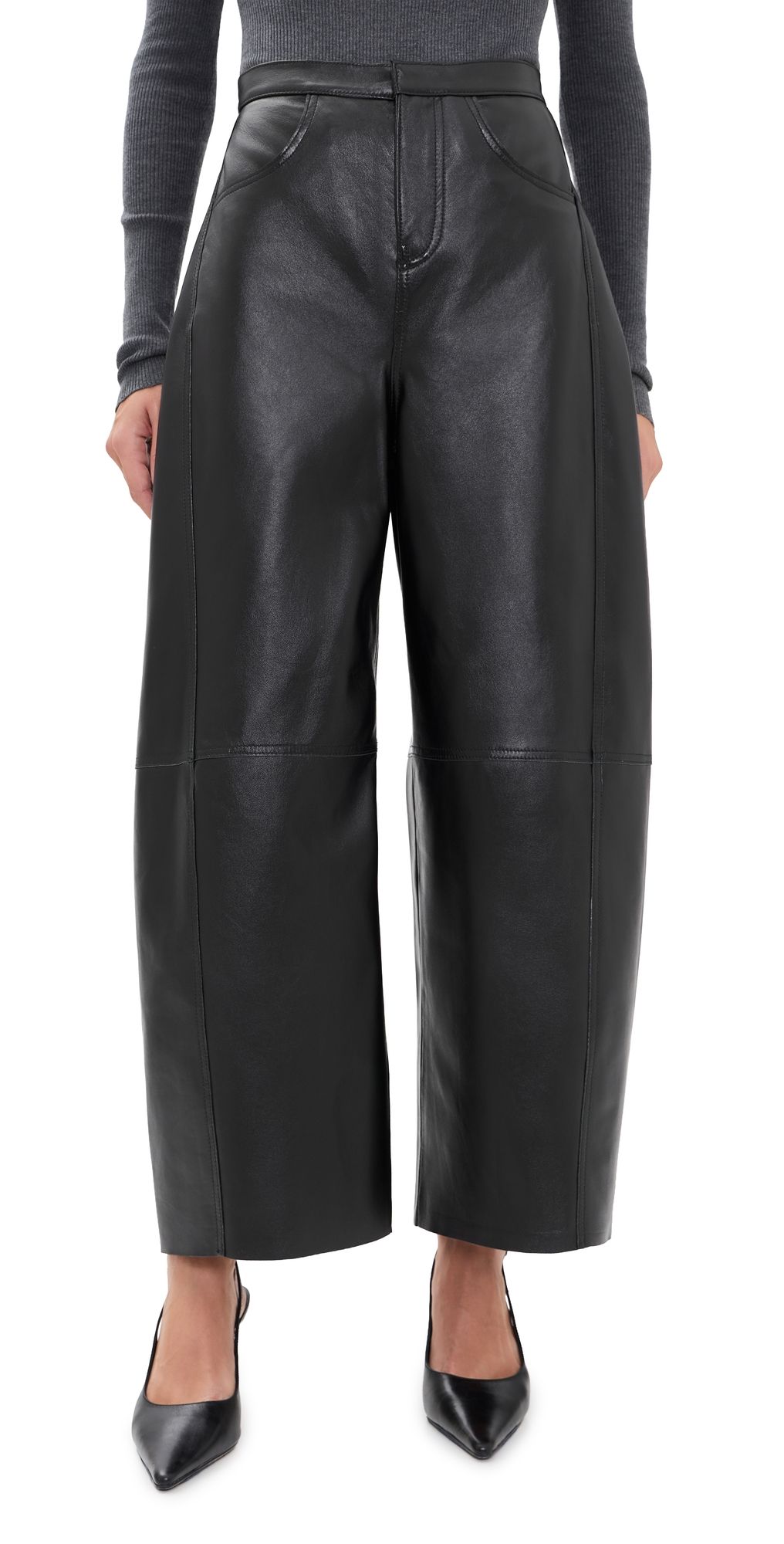 Jamie Haller The Lambskin Leather Sculpted Baggy Pants Black 0