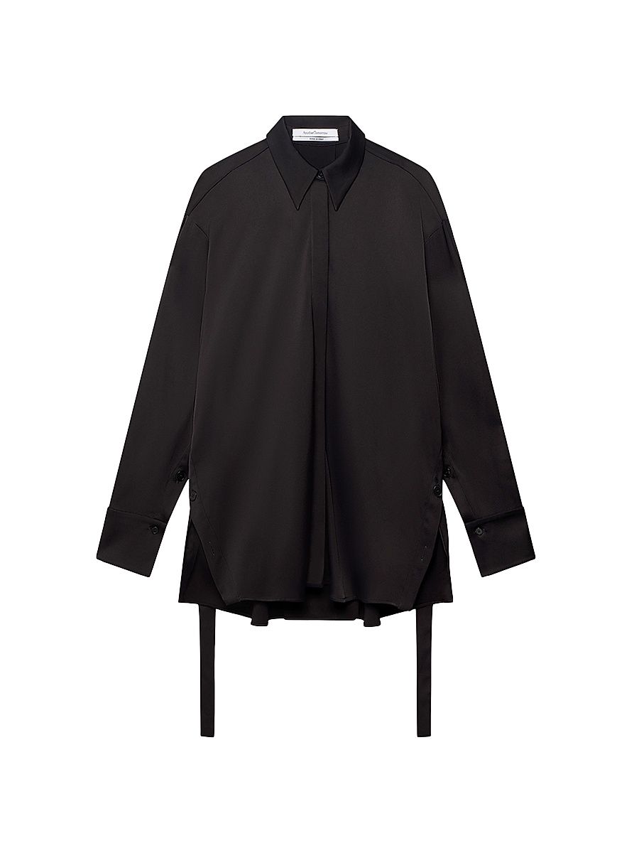 Women's Bias Button Side Shirt - Black - Size XL